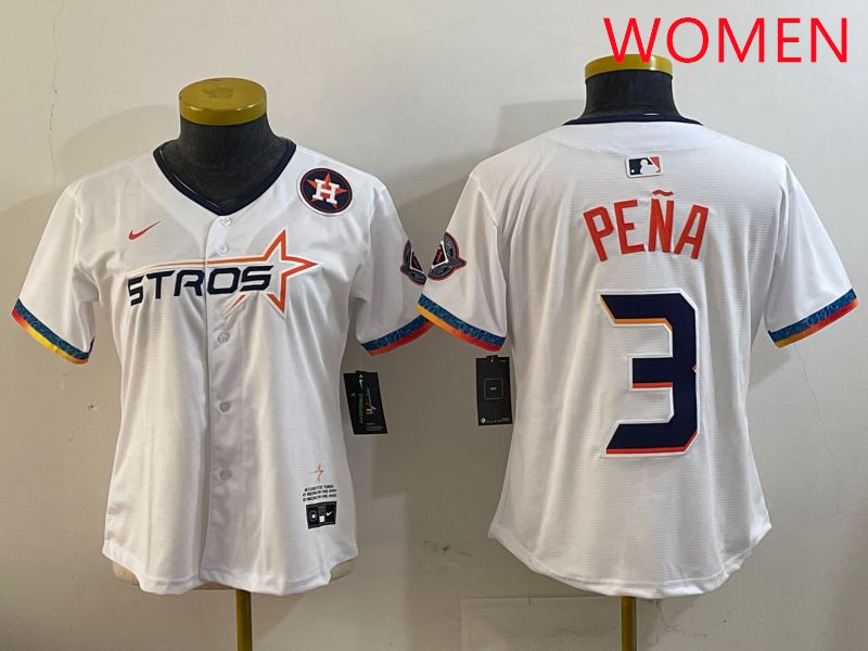 Women Houston Astros #3 Pena White Fourth generation Joint Name 2025 Nike MLB Jersey style 9